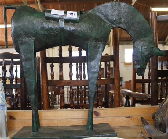 Metal horse sculpture